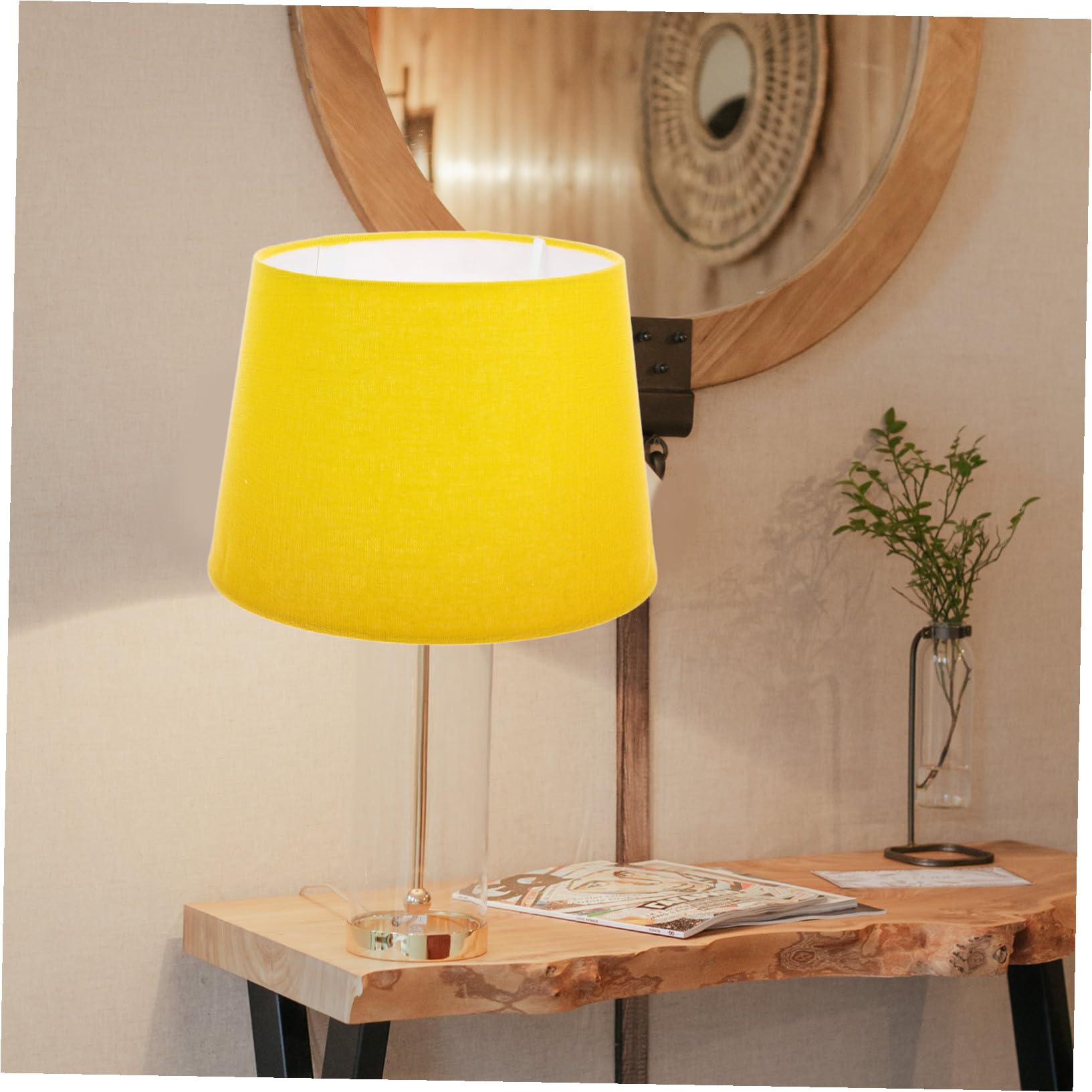 DOITOOL Pantalla de Lámpara de Mesa y Pie E27/e14 Cubierta de Tela Rústica Ajustable Pantalla de Lámpara Colgante para Dormitorio Estilo Campestre Opción Repuesto 1 Unidad