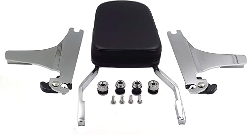 Miniatura 3 de HTTMT MT501-006+SS001-SA Respaldo de pasajero con barra de sissy desmontable rápida para H-D Softail, estilo atrevido, aluminio billet plateado