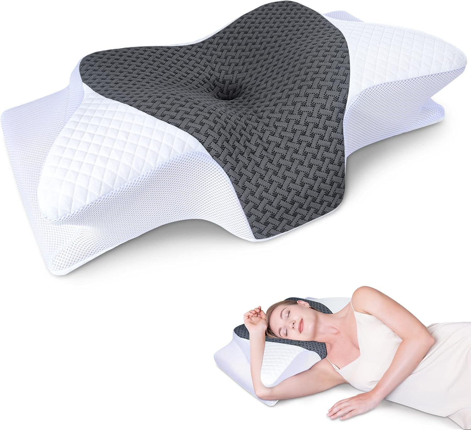 SAHEYER Cuscino cervicale ergonomico, cuscini laterali in schiuma di