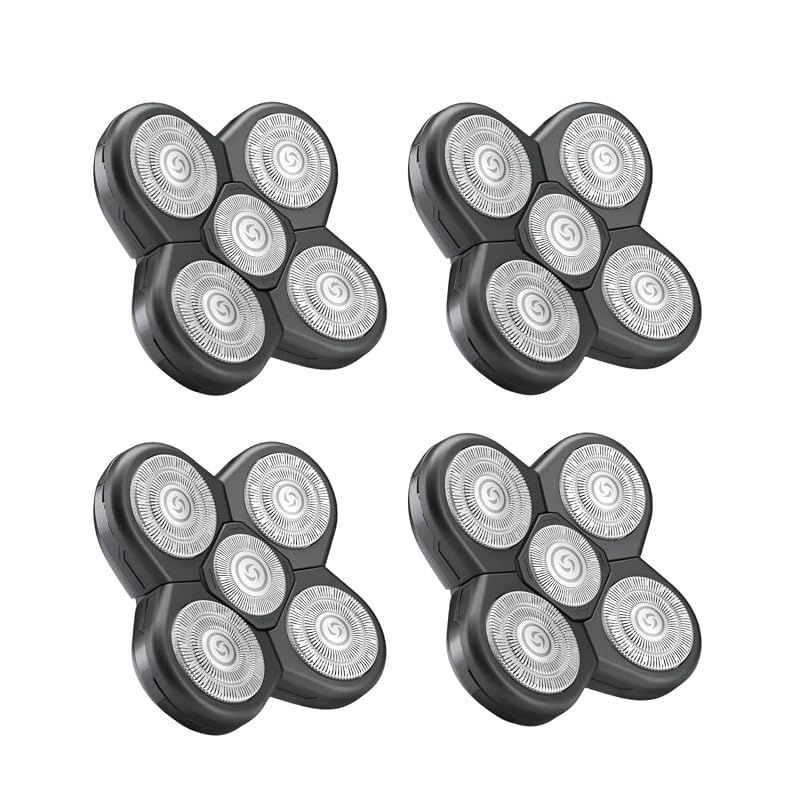 Cabeças de reposição BueRallan para barbeador elétrico, 5 lâminas, cabeça flutuante, aço inoxidável, prata, 4 unidades