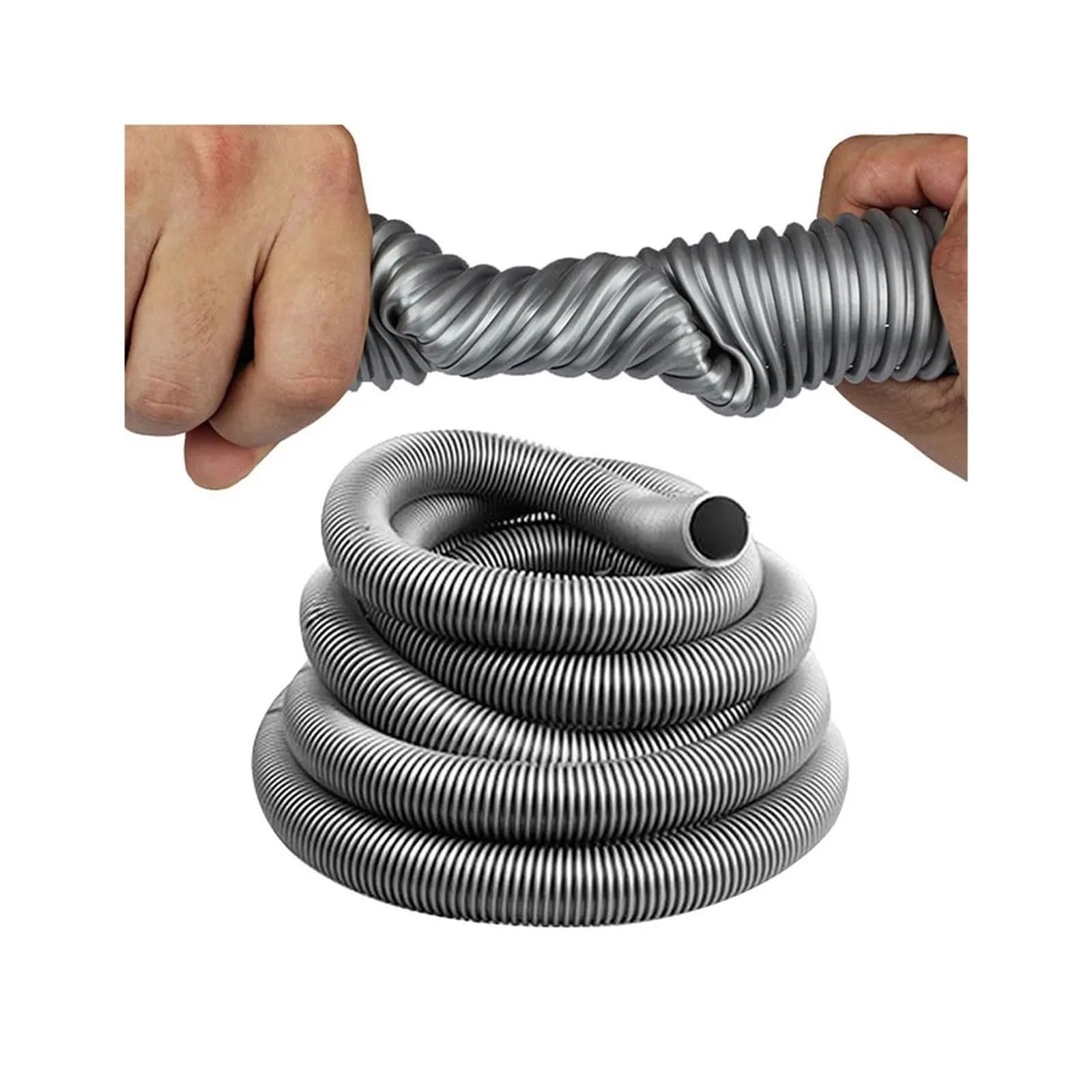 Tuyau d'aspirateur universel 3m/5m, diamètre intérieur 32mm, tuyau étendu fileté Flexible ondulé EVA(Grey-3m)