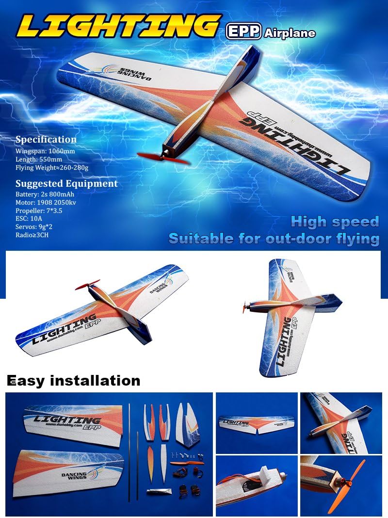 Remote Control EPP Foamy 3CH Electric Airplane Lighting 1060mm Wingspan Training Aircraft for Adults (E1101)