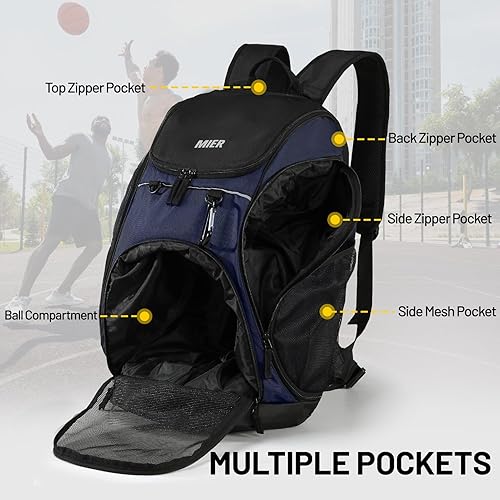 Miniatura 6 de MIER Gym Backpack 40L Basketball Backpack with Ball Compartment & Shoes Storage Multi-Functional Sports Soccer Bag Large Equipment Back Pack