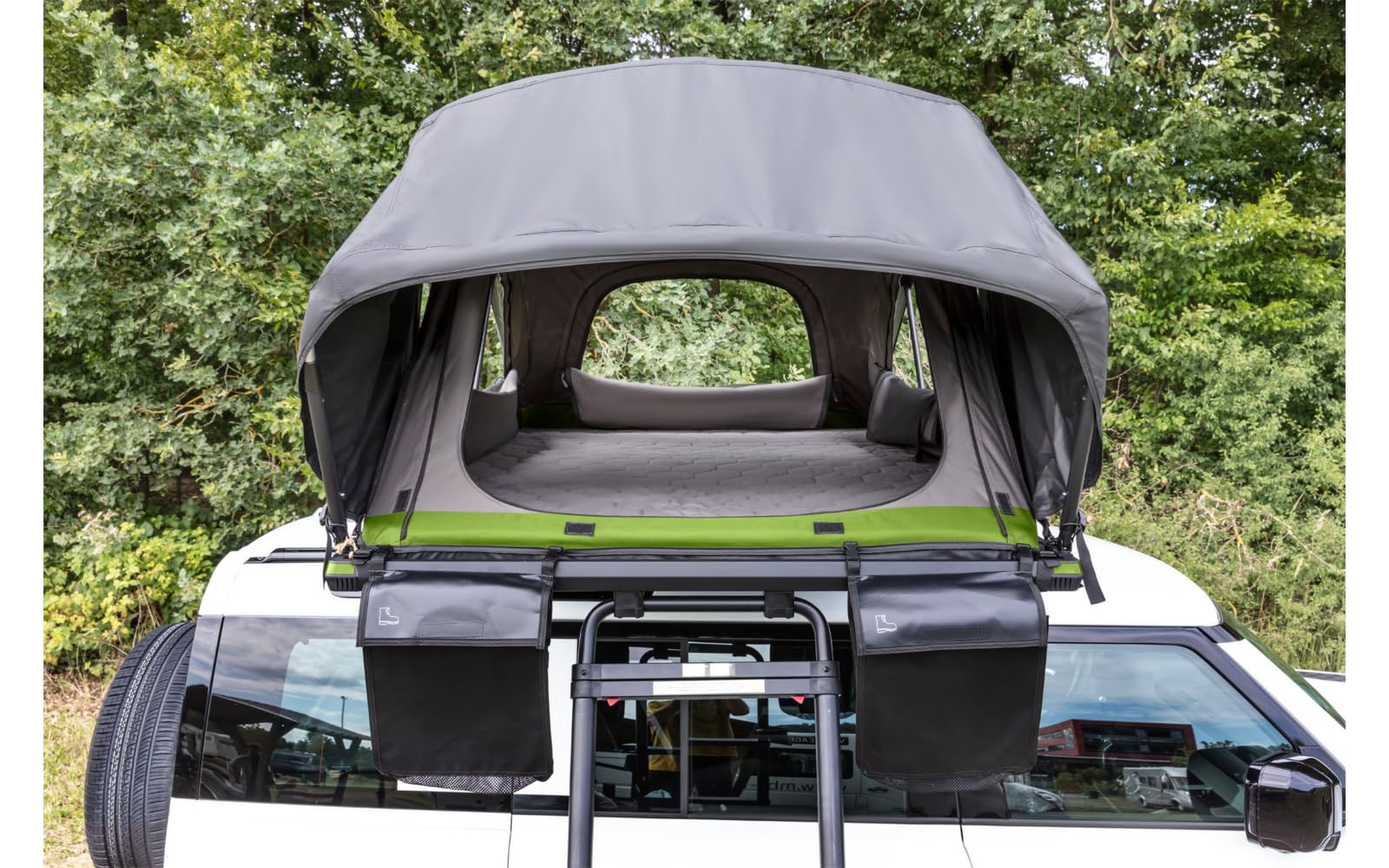 BERGER CampLodge Dachzelt für 2 Personen | Camping Autodachzelt mit LED-Lichtern | Autocamping Zeltdachbox wasserdicht geeignet für alle Jahreszeiten