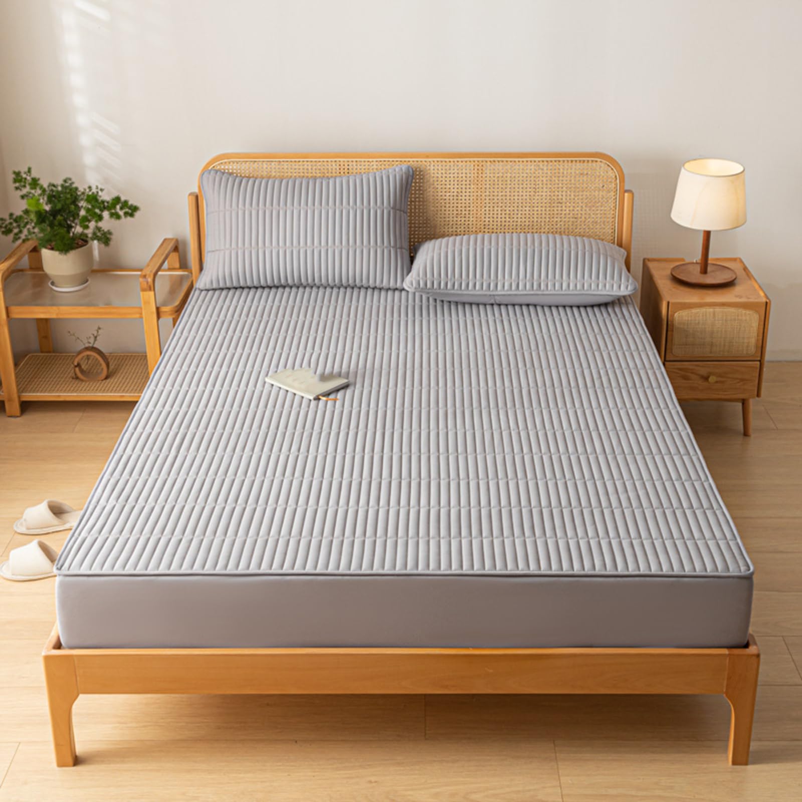 Spannbettlaken 90x190 Grau Baumwolle Einzelbett