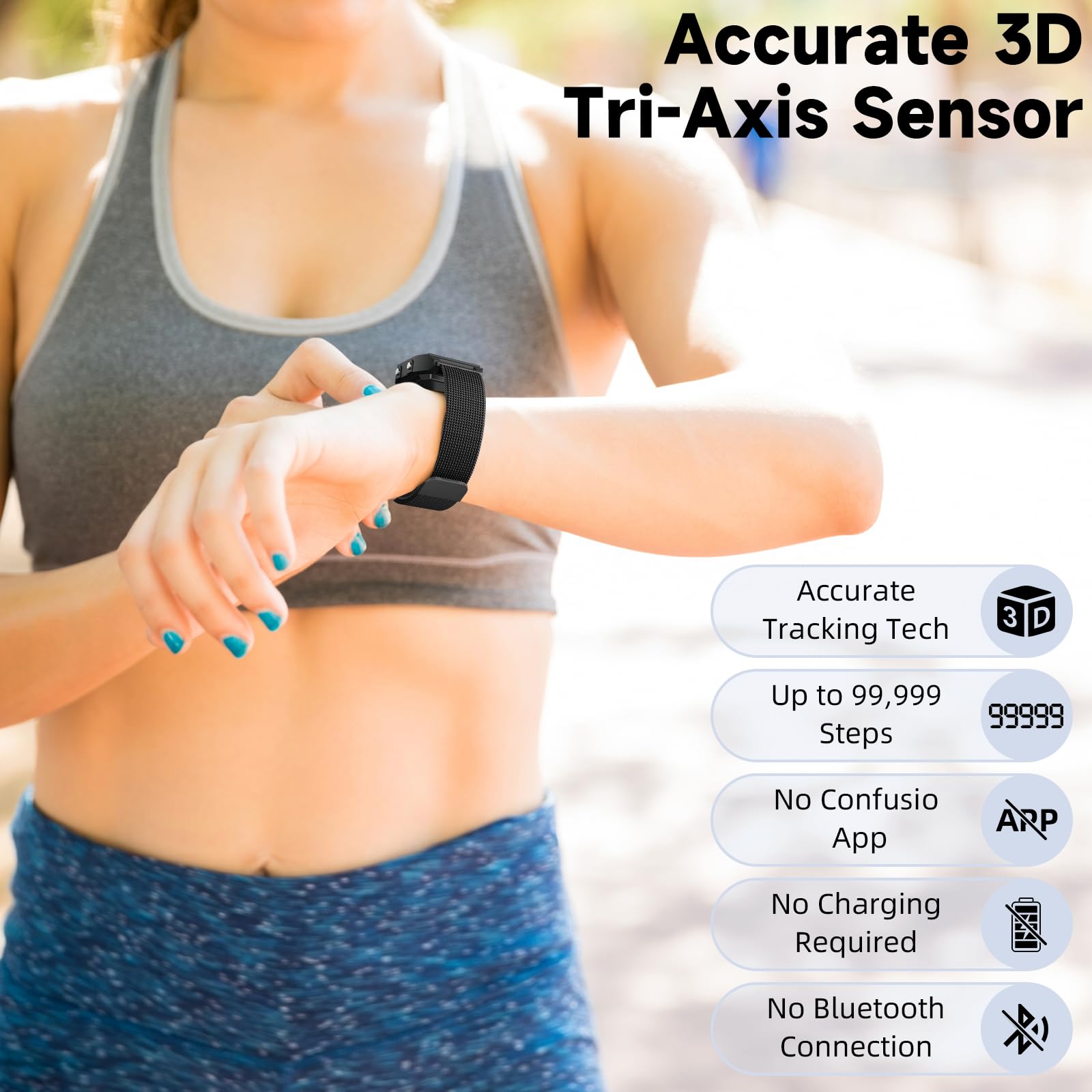 Relojes con podómetro 3D para caminar, relojes simples con correa magnética, resistente al agua, con correa magnética para hombres, mujeres, niños y personas mayores