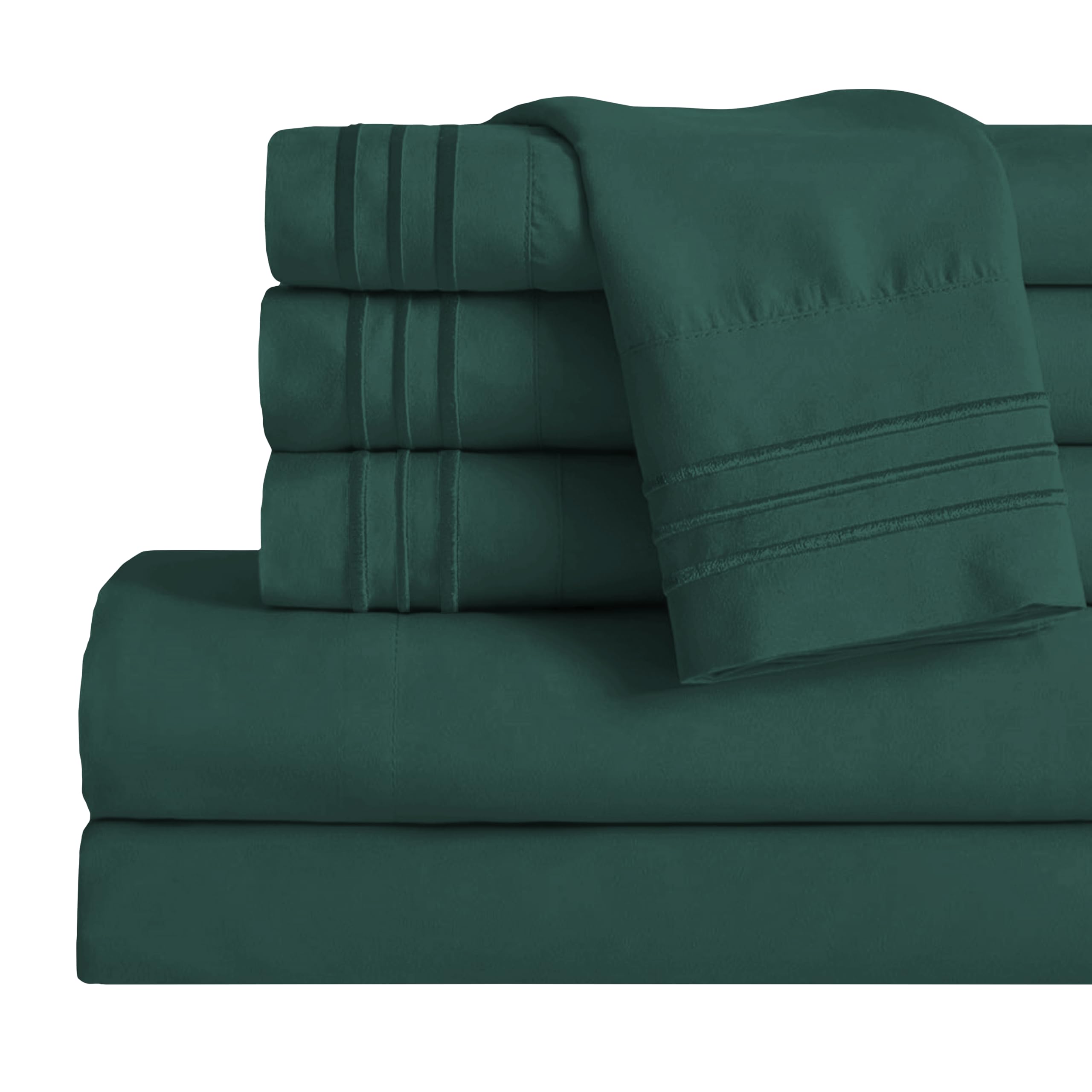 Mocassi Twin XL Sheet Set - Luxury Hotel 1800 Premier Bedding Sheets &amp; Pillowcases - Ultra Soft Breathable &amp; Cooling Bed Sheet Set - Wrinkle Resistant - 4 Piece Set - Twin XL, Hunter Green