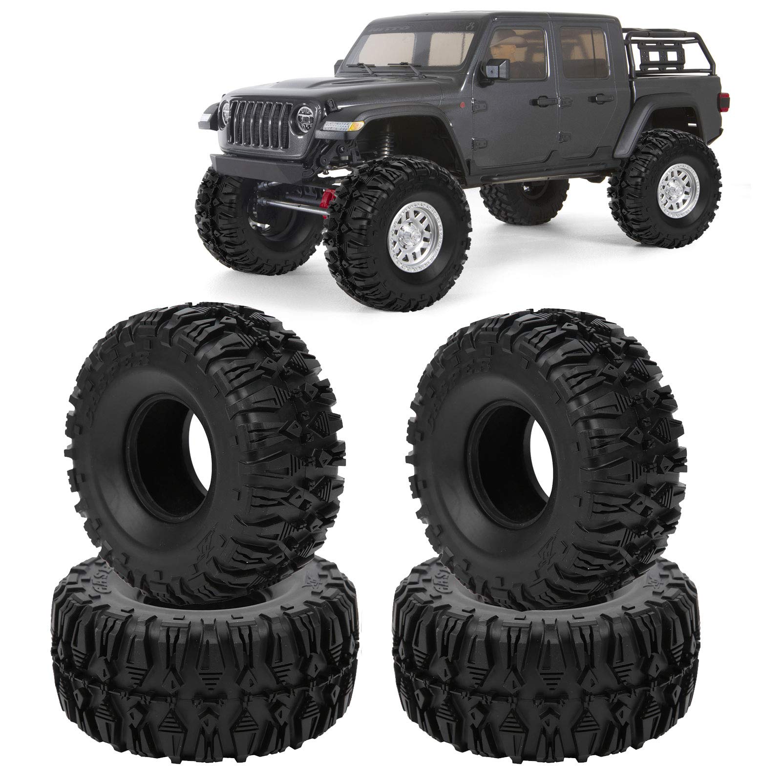 1/10 koła i opony RC, 4 szt. Czarna, trwała gumowa skóra na oponę PC, opony kół 2,2 cala, wymień na SCX10 TRX4 TRX6 1/10 RC Climbing Crawler Upgrade Part kompatybilny