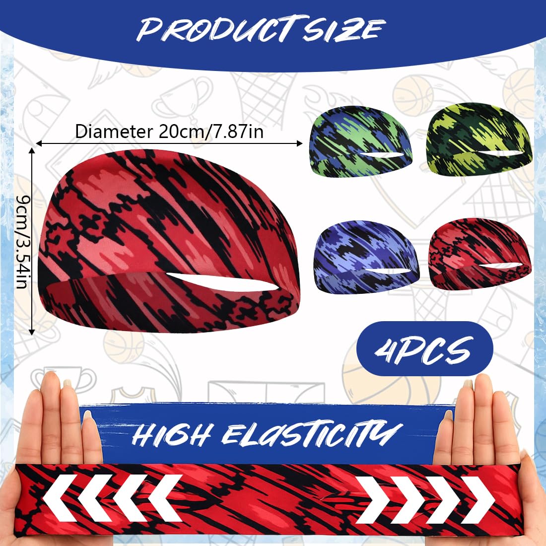 Diadema deportiva para niños de 4 piezas, diadema transpirable, diadema bandana elástica, adecuada para correr, montar en bici, entrenar, dar patadas a un balón