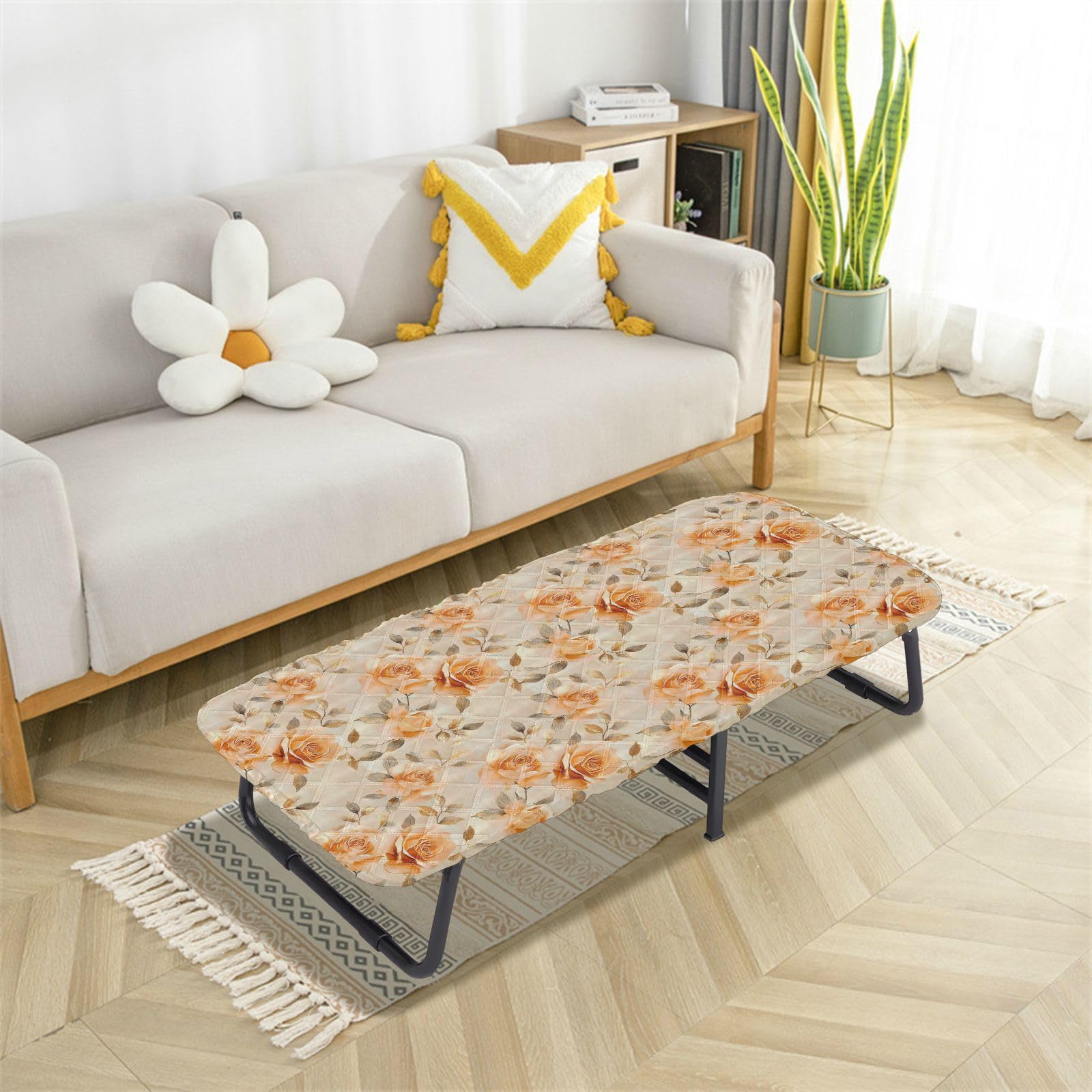 Peach Gold Roses Toddler Bed Sheet Travel Soft & Comfortable Cot Sheet for Toddler Bed Sheet for Small Spaces Camping Cot 50' x 25' (Bed Not Included)