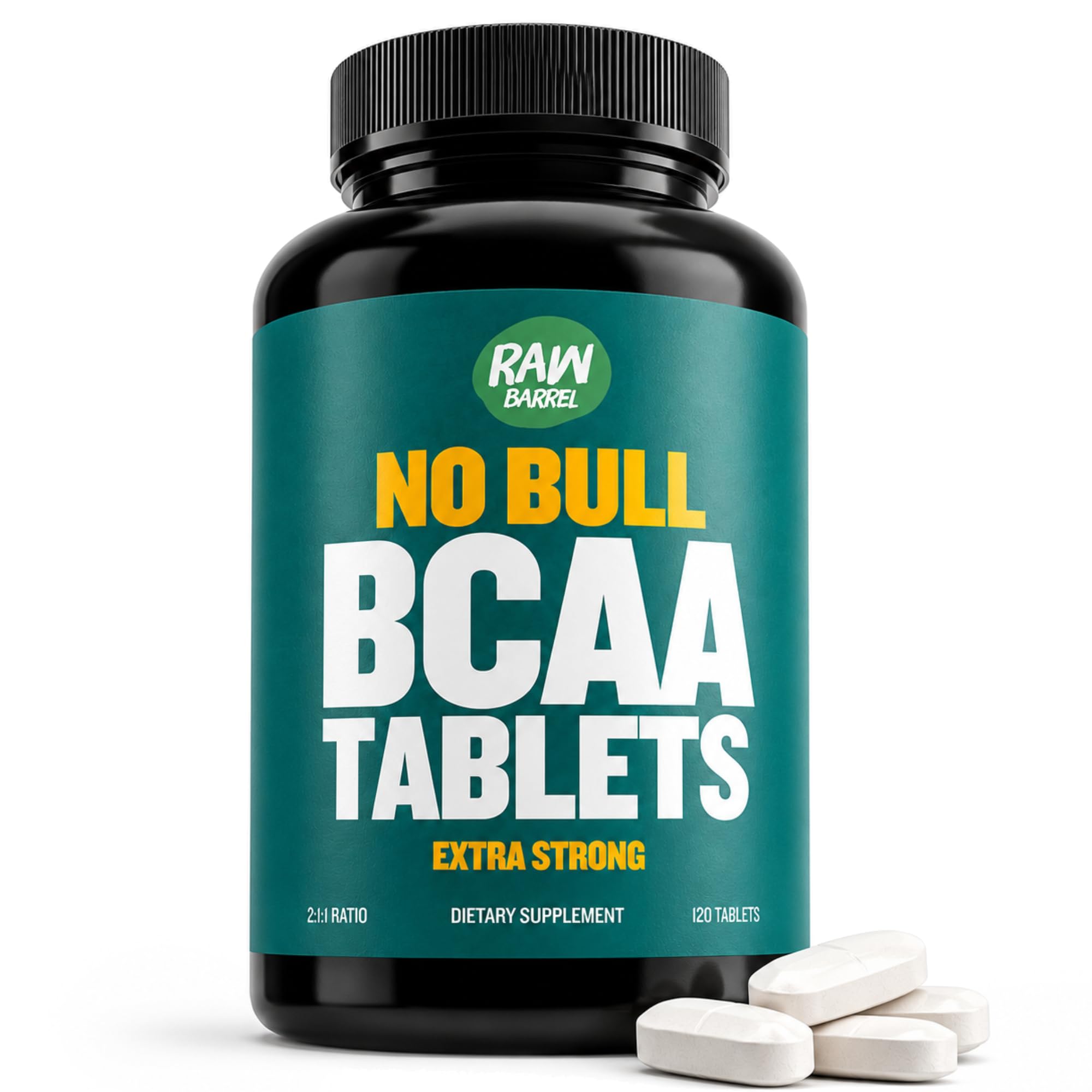 BCAA Tablets, No Bull Vegan Amino Acids Supplement, 120 High-Strength Pills