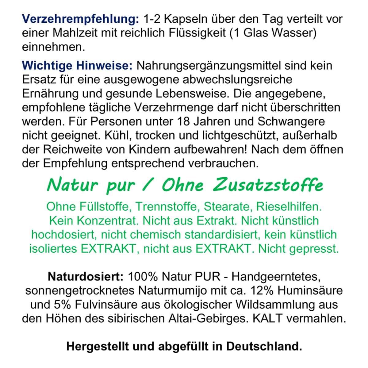 MUMIJO reines Altai Shilajit Harz 360 (3x120) Kapseln - Fulvinsäure, Antioxidantien, Ayurveda Geheimnis für WORK-LIFE-BALANCE - 100% NATUR pur 1:1 Kein EXTRAKT - OHNE Zusatzstoffe. 27290-3