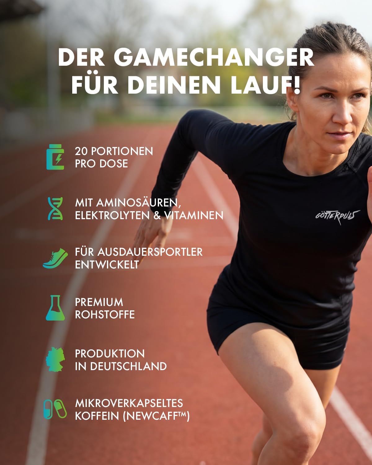 Götterpuls Tempo Pre Endurance 560g Pulver Orange | Mit L-Citrullin + EAA + Cyclic Dextrin + NewCaff + Elektrolyte – 175mg Koffein – Für Ausdauersport – 20 Portionen