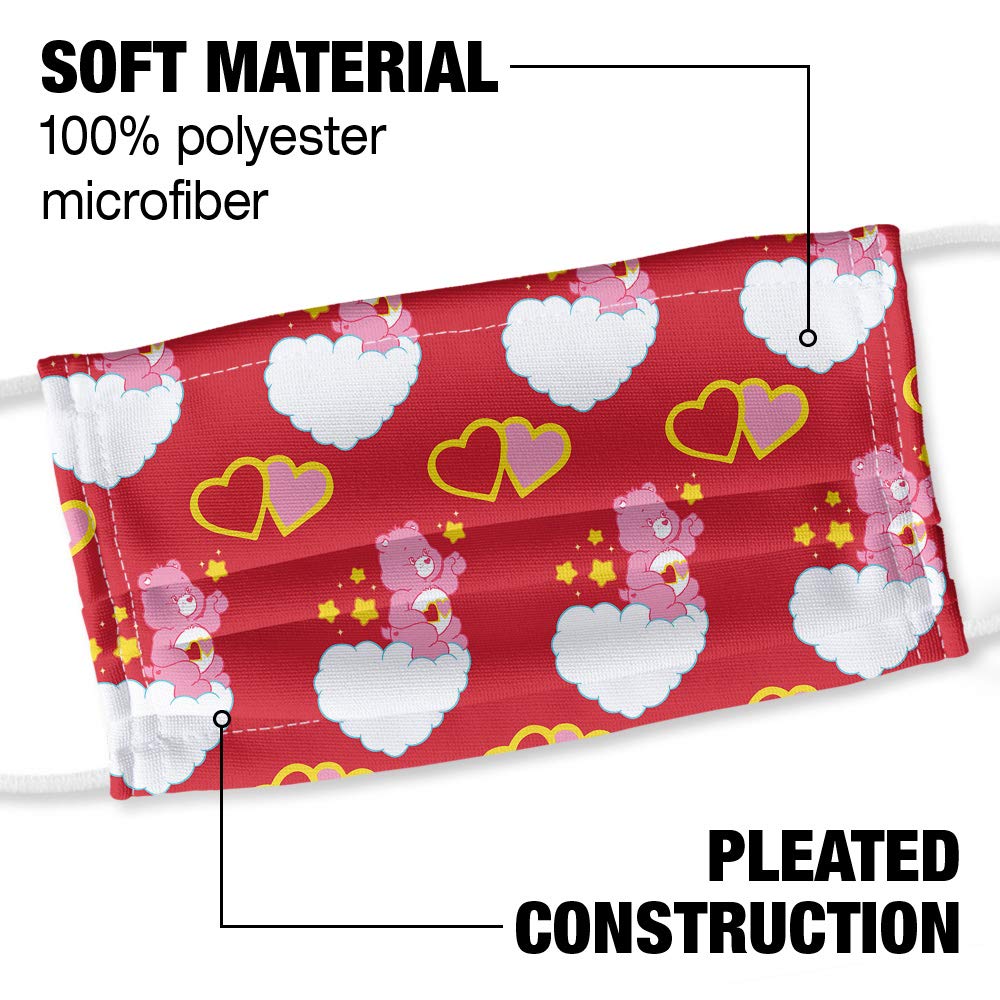 Popfunk Care Bears Love-A-Lot Bear 1-Ply Reusable Face Mask Covering with Adjustable Nose Wire, Unisex