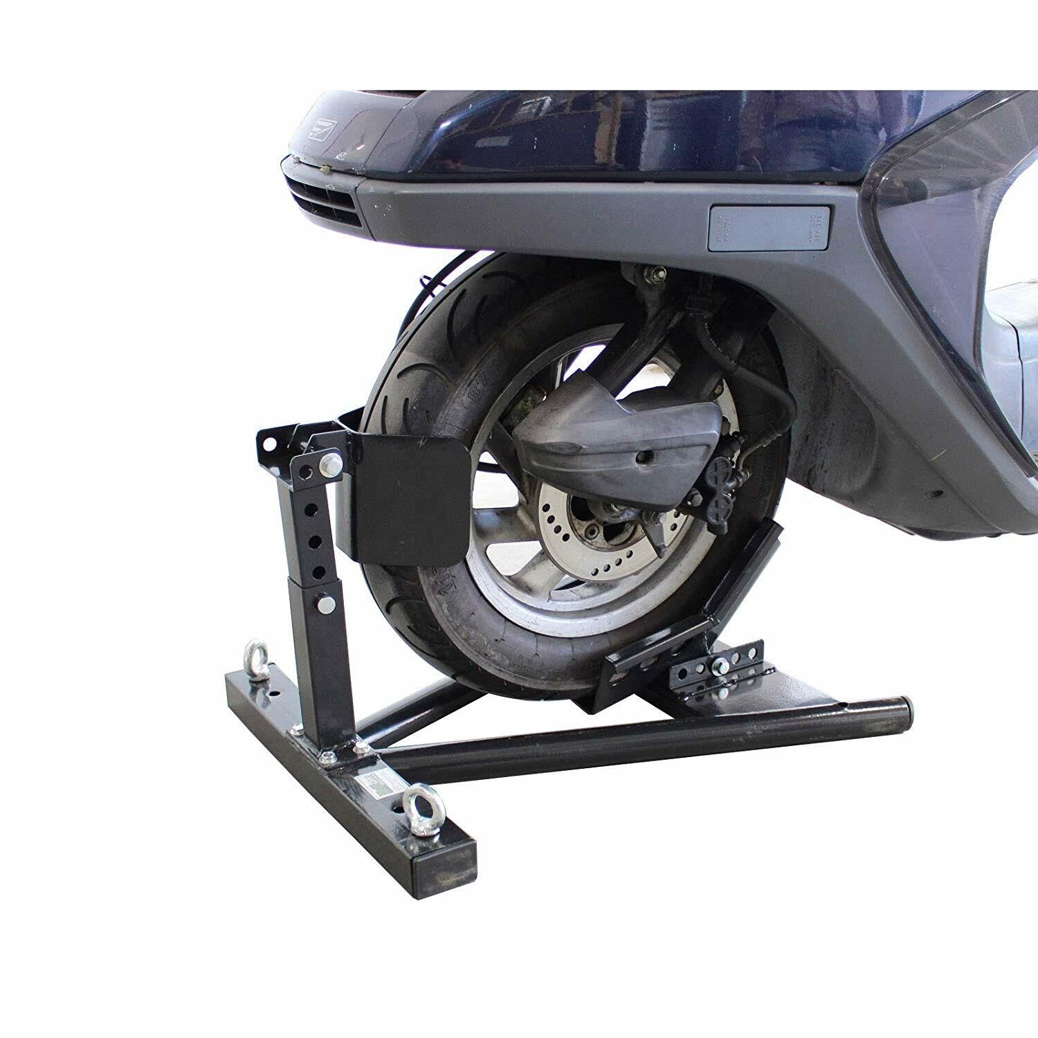 Support de Moto à Bascule Universel – Bloque Roue Avant Moto Réglable 17–21 Pouces, Béquille Moto Atelier, Lève Moto pour Transport & Garage, Porte Moto Attelage avec Support de Roue Noir