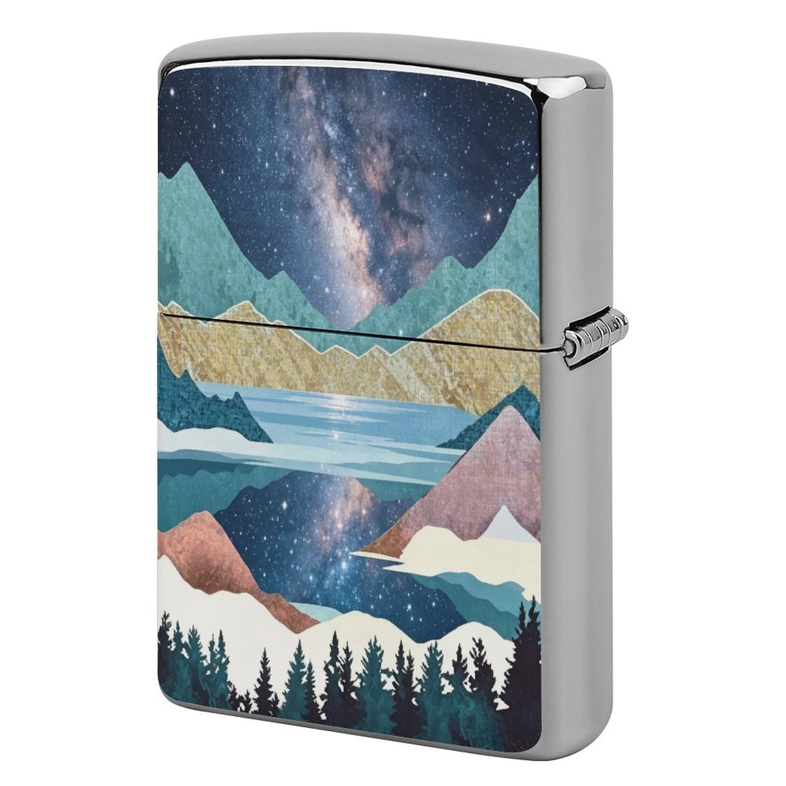 Btcowzrv Style Golden Mountain Metal Lighter Case Sleeve Cover Holder