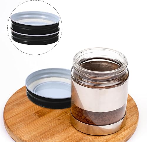Miniatura 6 de DOITOOL 12 tapas de metal para frascos de boca regular, tapas de tarro negras para tarros Mason de 2.75 pulgadas, sin fugas, reutilizables, para