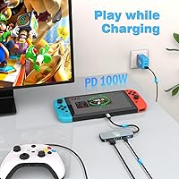 Vista 3 de Concentrador USB C, adaptador USB C a HDMI para Nintendo Switch/Switch OLED/MacBook/iPad/iPhone/teléfono Android/portátil, adaptador de TV