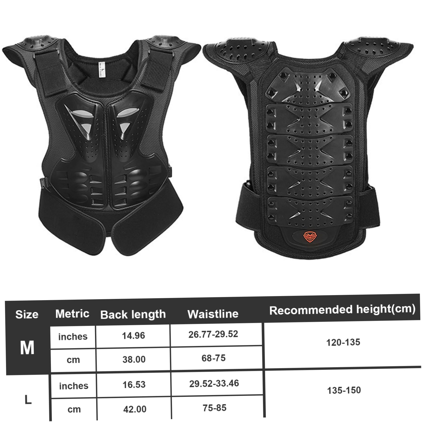 Equipo de protección para niños 8-12 - Chaleco reflectante 3D con armadura corporal para moto de cross y equitación - Anticaída