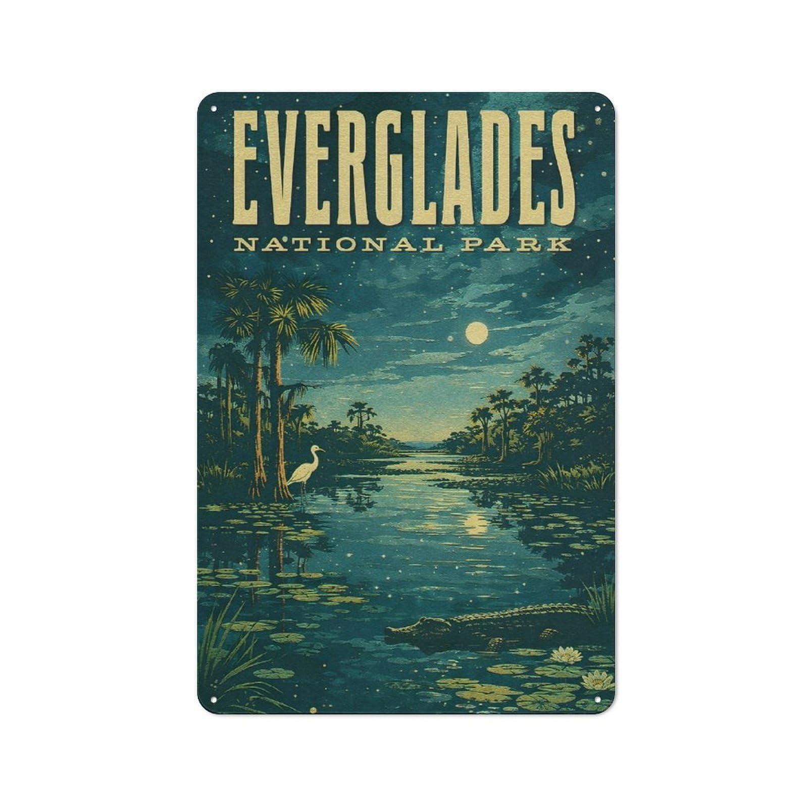 Junmoney Style-20 Everglades National Park Vintage Warehouse Style Metal Wall Decor 30X20cm, Metal Wall Sign For Workspace, Cafe, Hallway Or Garage