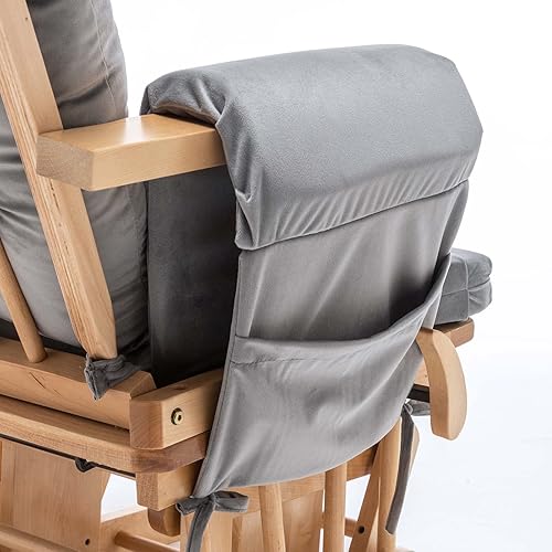 Miniatura 4 de Cojines de repuesto Glider Rocker con bolsillo de almacenamiento, 5 unidades, terciopelo suave grueso, lavables antideslizantes, universales para