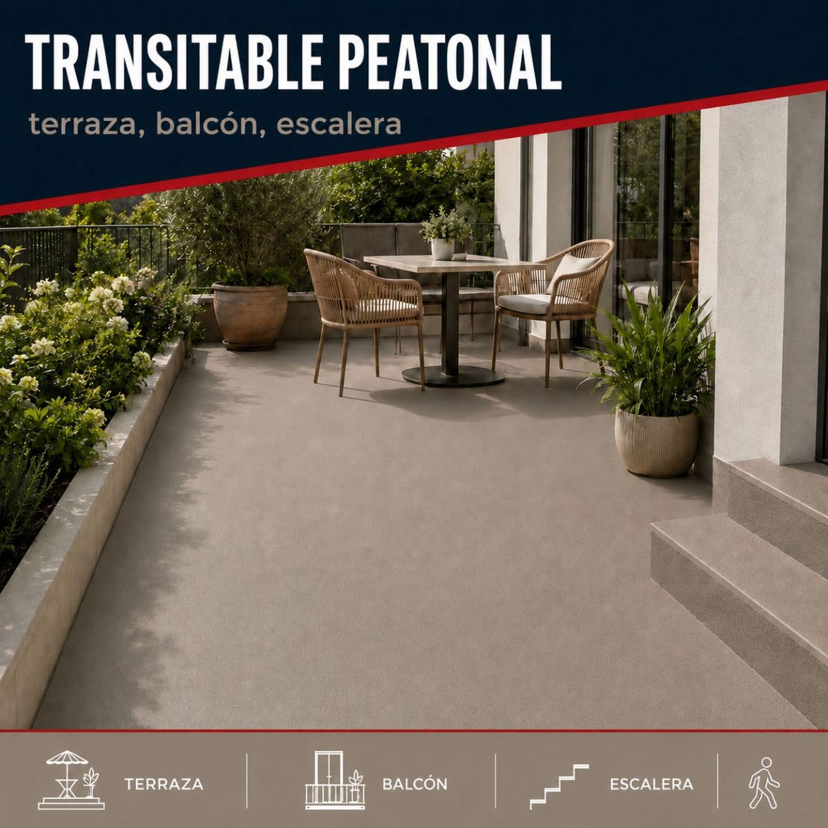 ARCANE INDUSTRIES Membrana líquida transitable, Membrana para terrazas transitable, impermeabilización con ARCATERRASSE - 2,5 L Teja
