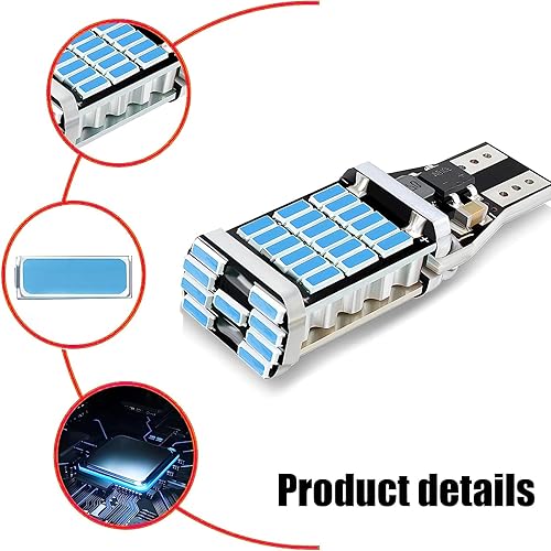 Miniatura 5 de ZKFAR 4 bombillas de luz de marcha atrás T15 4014 45SMD, luces LED de marcha atrás (azul hielo)