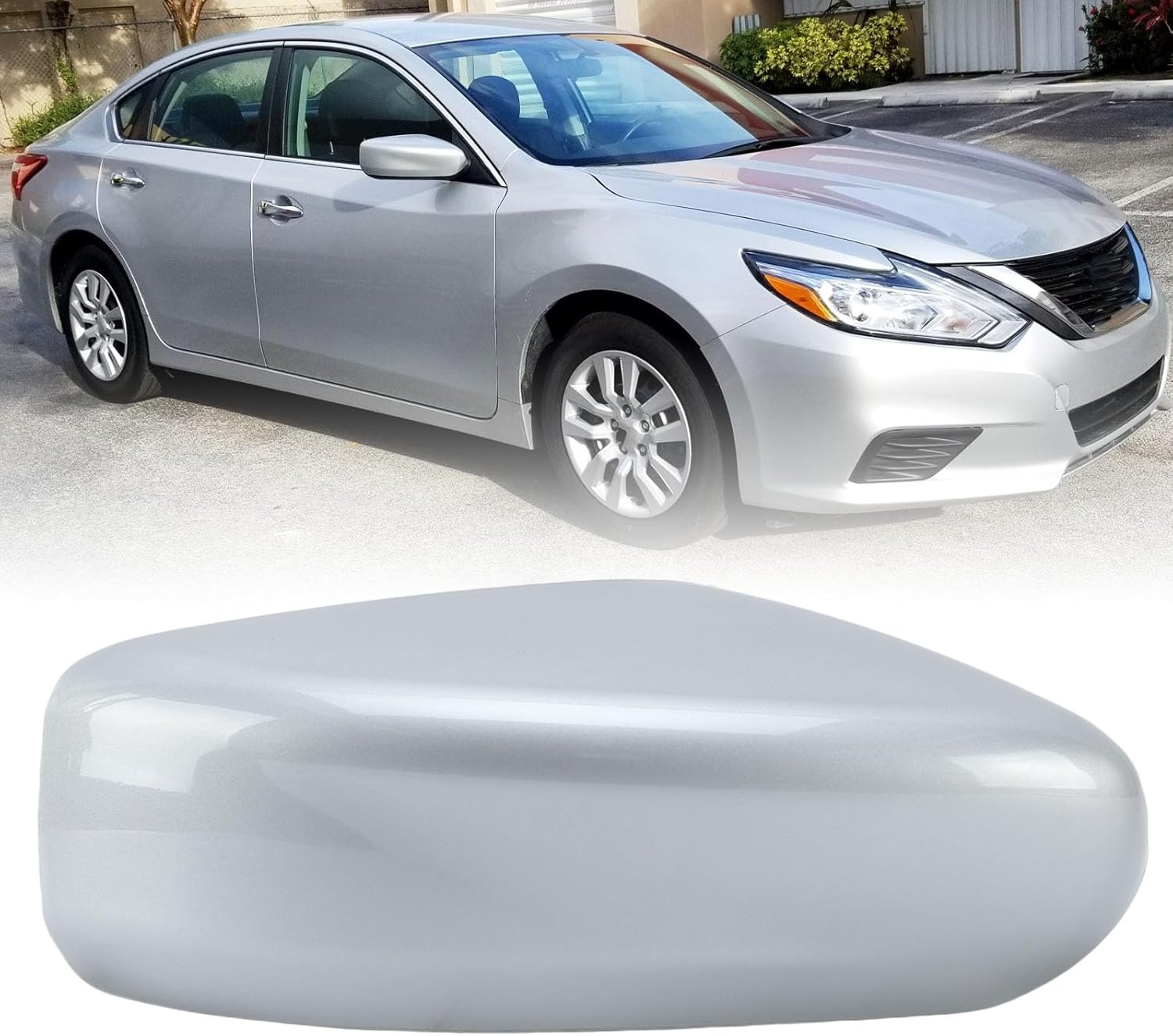 Replacement Right Passenger Side Mirror Cover Caps For Nissan Altima Sedan 2013 2014 2015 2016 2017 2018 Mirror Cap Without Light 96374-3TH0A(Silver)