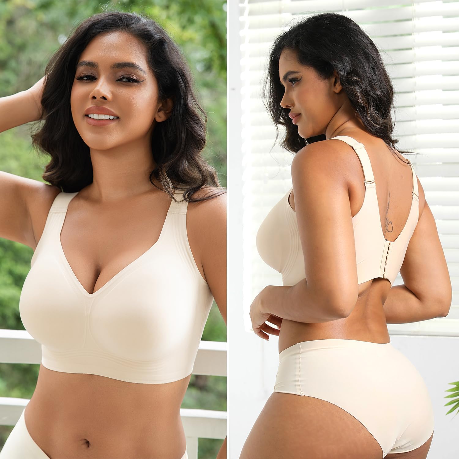 Womens Wireless Bras Push Up Bra Plus Size No Underwire Deep V Bras for Women Full Coverage Back Smoothing Sports Bra - Image 6