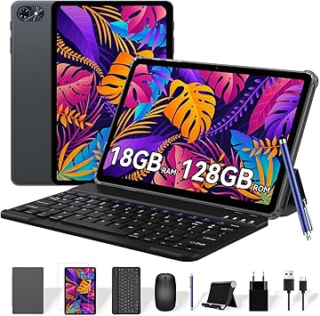 TABWEE Tablet con Teclado y Lapiz - 18GB RAM+ 128GB ROM(2TB TF), Android 15 Tablet 10 Pulgadas, 6000 mAh, 5MP+2MP, Gemini AI 3.1Pro, 5G WiFi, GPS(Garantía de 4 Años)