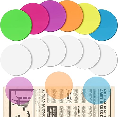 12 piezas de 600 hojas de notas adhesivas redondas transparentes circulares transparentes notas adhesivas translúcidas coloridas notas adhesivas