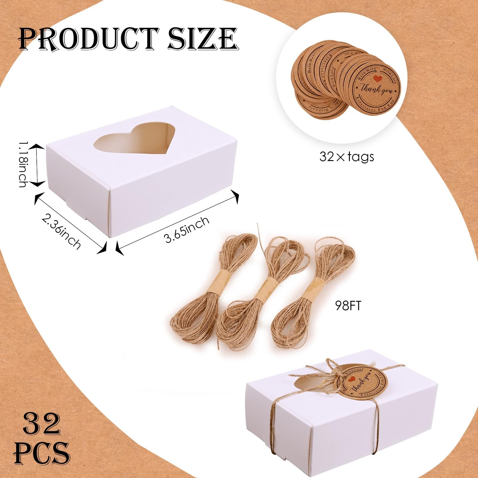 Moukiween 32 Pcs Soap Boxes for Homemade Soap,3.54 X 2.36 X 1.18 Inch Soap Boxes with Window,Kraft Soap Packaging Boxes Supplies(White)