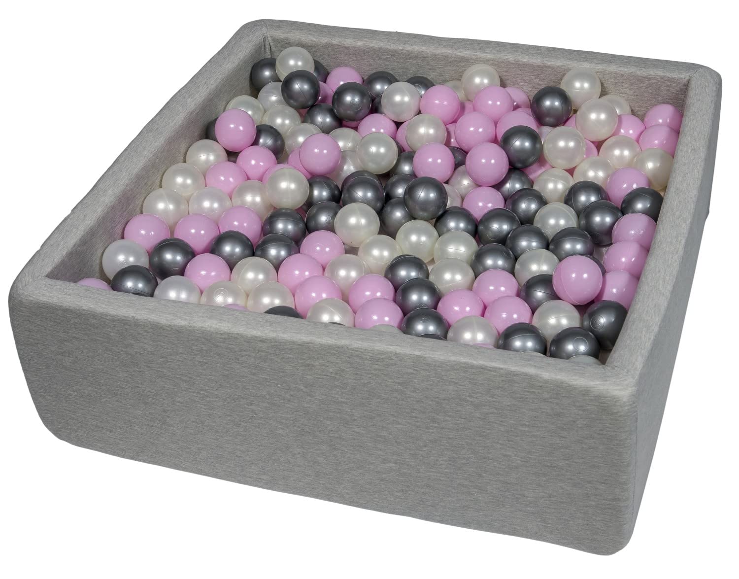 Velinda Piscina Gioco, Piscina secca Bambino Palle Palline 450, ca. 90x90 cm (Colori delle Palline: Bianco Perla, Rosa Chiaro, Argento)