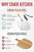 Vista 4 de Espátula de pizza para parrilla – 12 pulgadas con cortador de pizza – Paleta de pizza para tornear pizza, pan, galletas y hornear