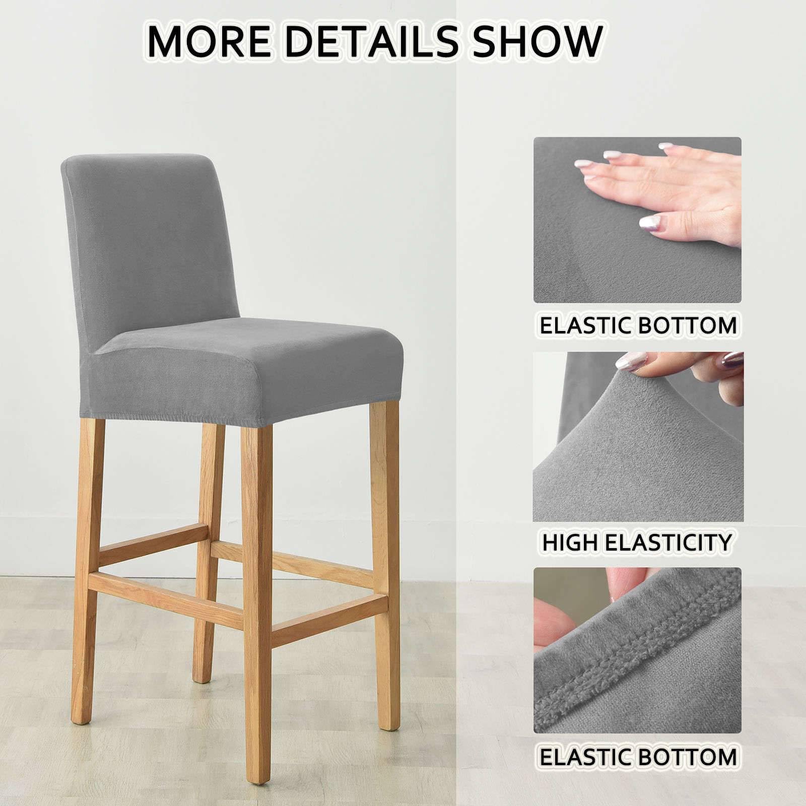 Coprisgabelli Da Bar In Velluto Elasticizzati - Con Schienale, 4 Pezzi, Colore Khaki - Foto 11