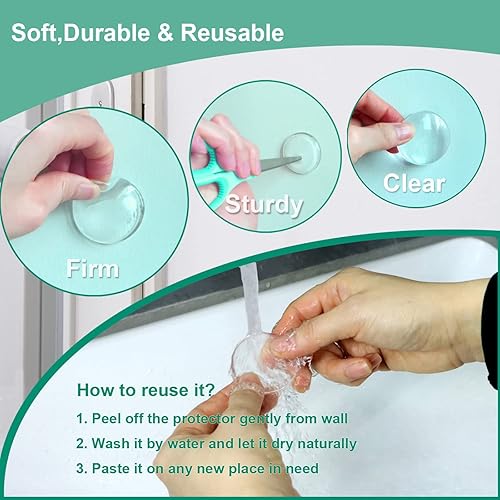 Miniatura 8 de Protector de pared para tope de puerta protector de pared contra pomos de puerta resistente autoadhesivo suave y transparente lavable y reutilizable