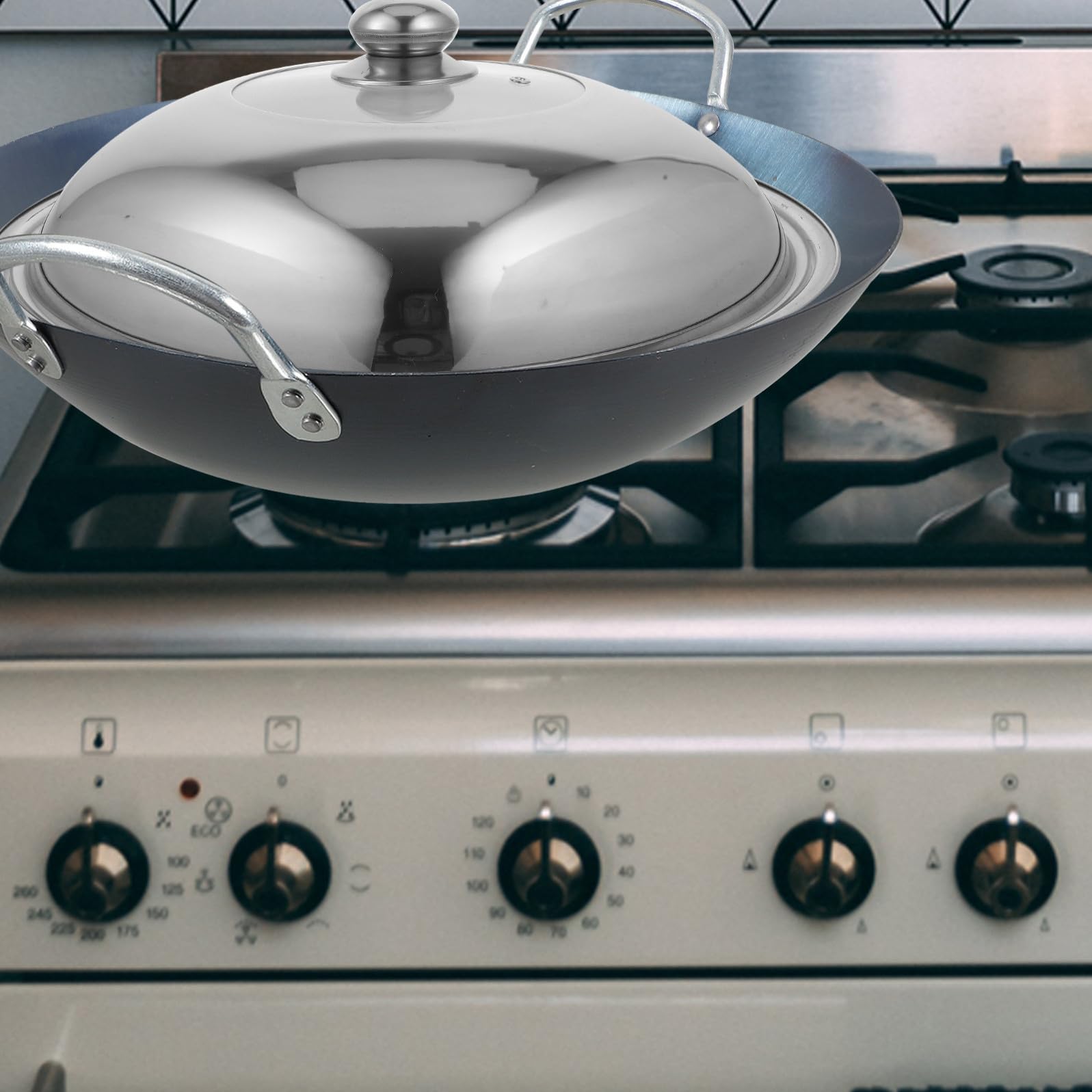 Zerodeko Coperchio in Acciaio Inossidabile per Pentole e Wok, Antispruzzo e Trattenimento Vapore, Design Elegante e Superficie Liscia per Cucina Efficiente