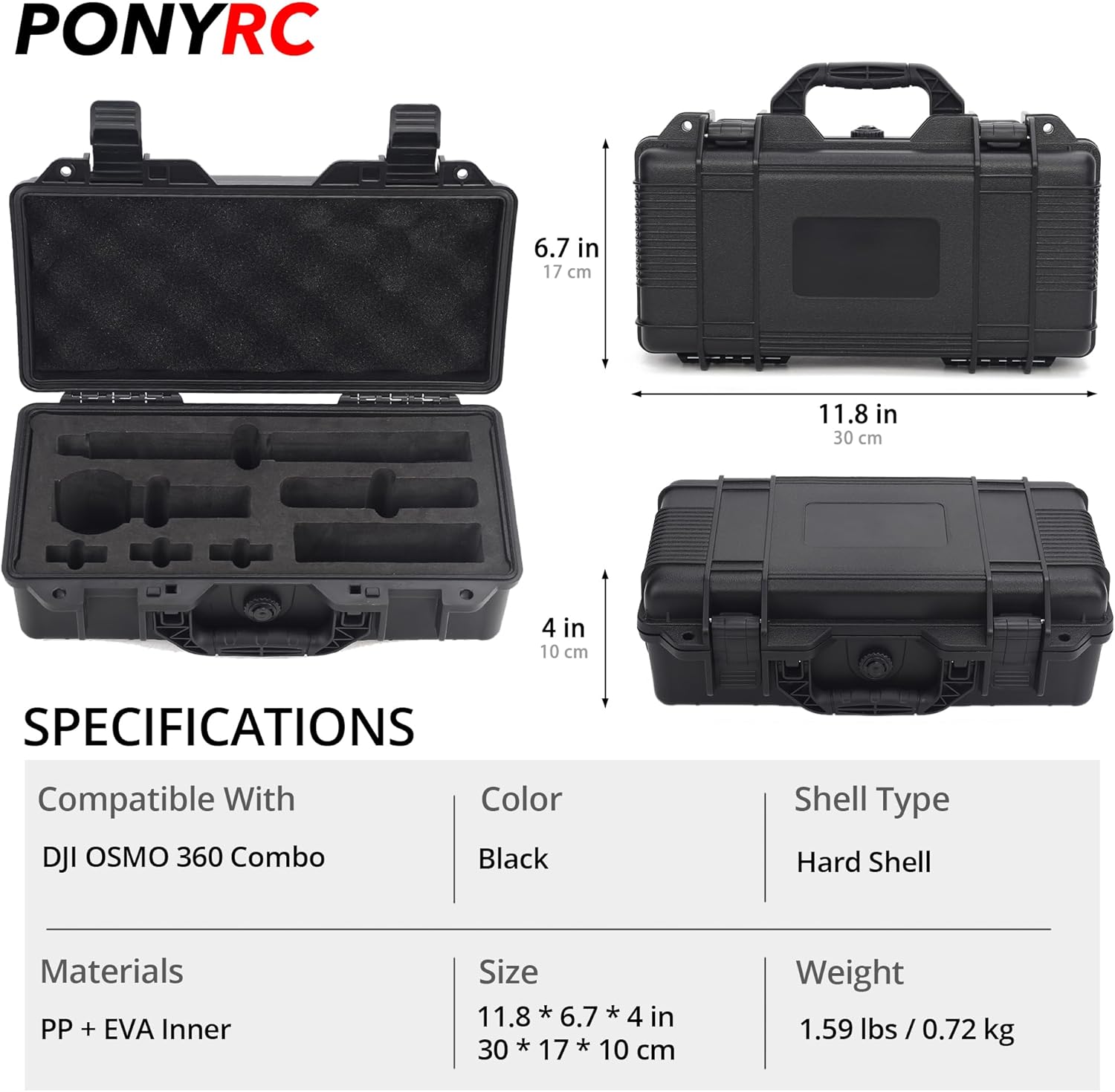 Osmo 360 Hard Case, IP67 Waterproof Shockproof Travel Carrying Case for DJI Osmo 360 Adventure Combo, Portable Lightweight Compact - Image 5