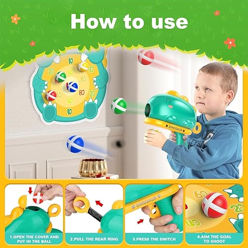 Miniatura 4 de Juguetes de disparo de dinosaurios para niños, juego educativo de fiesta de dardos para interiores y exteriores, juego de mesa de dardos para niños