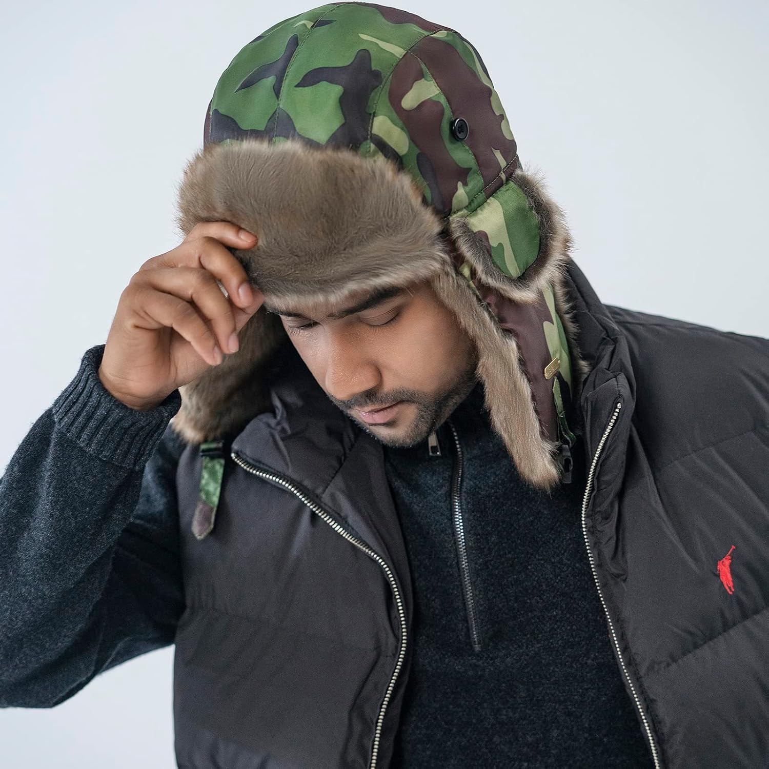 Trapper Hat with Ear Flaps Faux Fur Russian Ushanka Hat Warm Windproof Aviator Hunting Bomber Hats Winter Fur Hats for Men