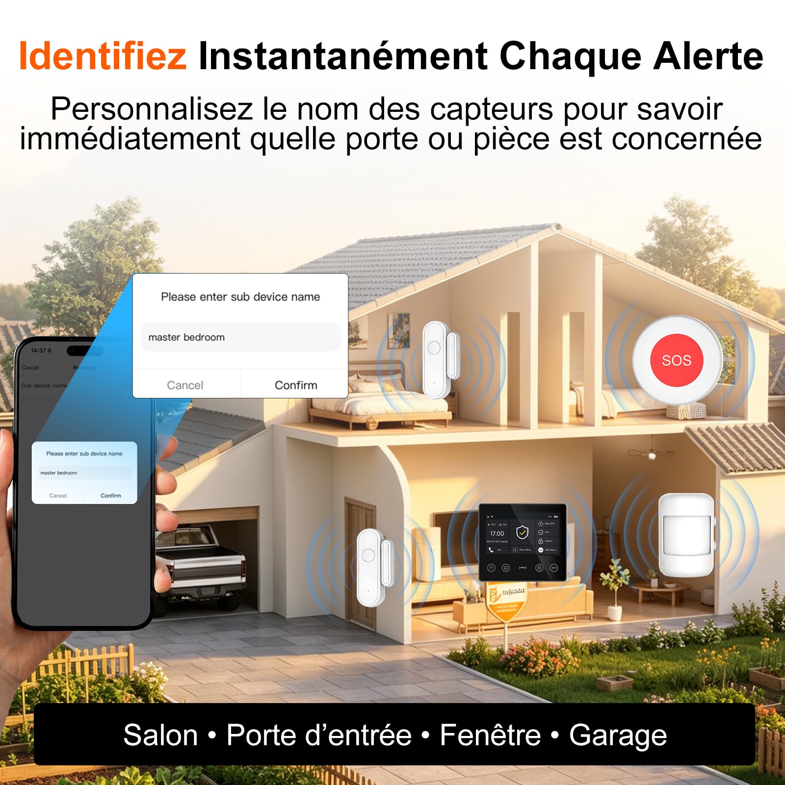 XUK Alarme Maison sans Fil 4G + WiFi, Kit Alarme sans Abonnement | Écran tactile 4,3", détecteurs d'ouverture et de mouvement inclus, application Tuya Smart, compatible Alexa & Google