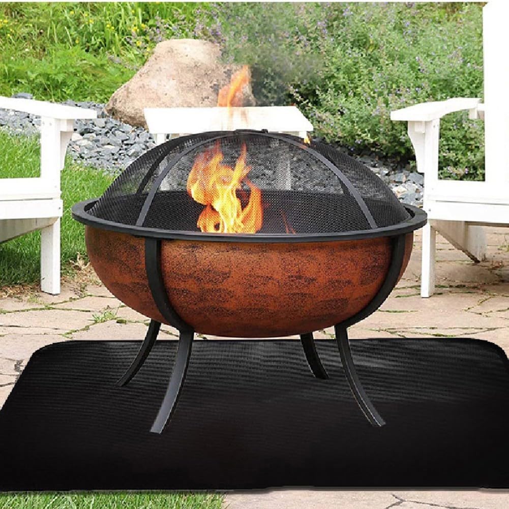 Protector de suelo de fibra de vidrio retardante de 152 x 100 cm con aislamiento de silicona para barbacoa y chimenea, resistente al aceite, fácil de limpiar (152 x 100 cm)