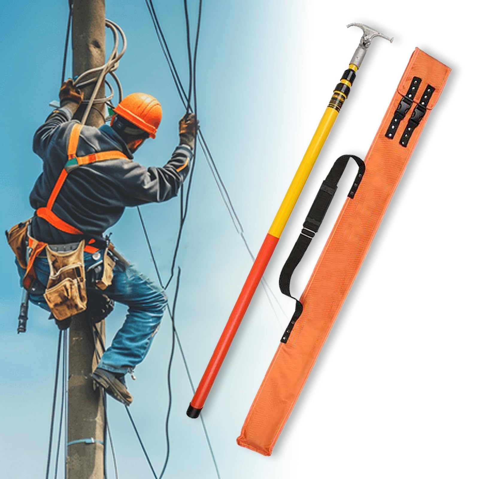 GTHTUHFD High-Voltage Insulated Rescue Hook, Portable Hot Stick Rescue Hook With Multi-Adjustable Hook Head, For Fire Service Electricians,size_name-3m/9.8ft