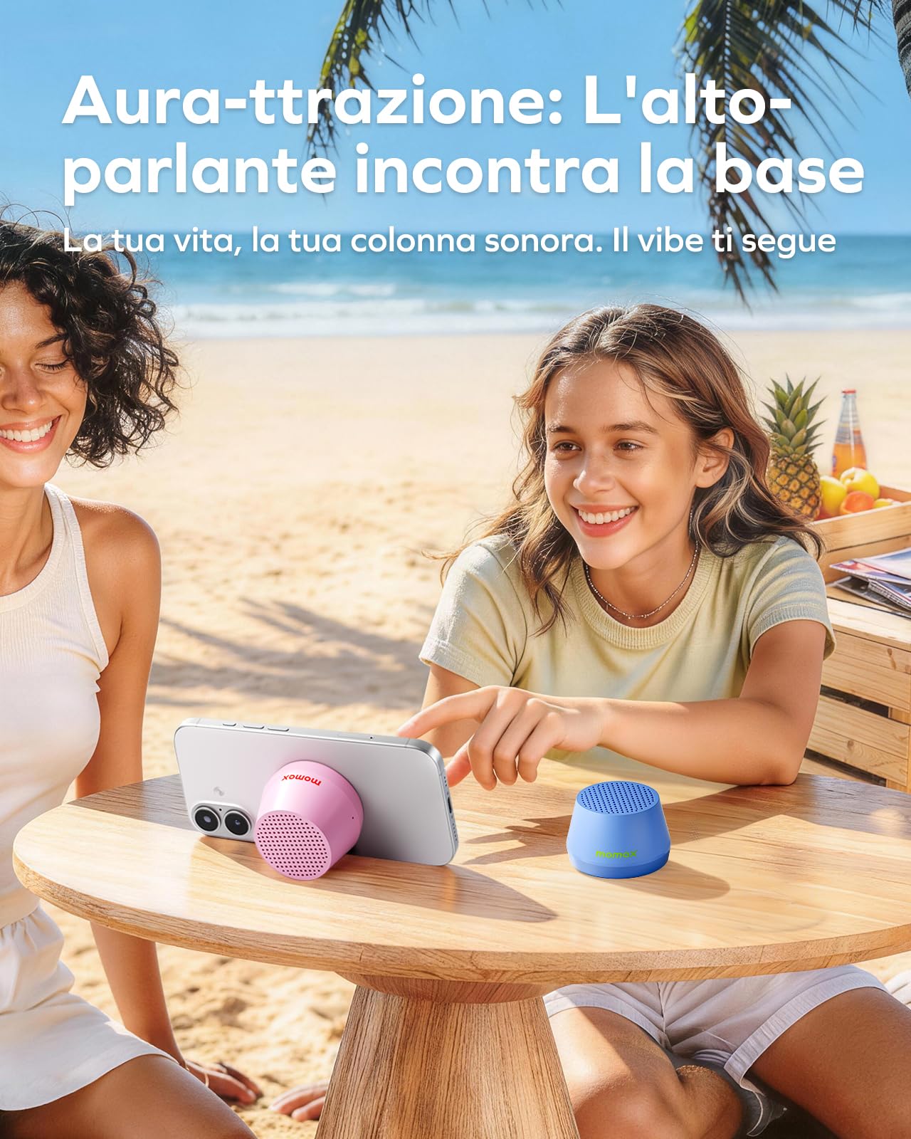 MOMAX Cassa Bluetooth Portatile Magnetico, Altoparlante Bluetooth IPX4 Impermeabile, 12 Ore di Riproduzione, Stereo TWS, Cassa Musica USB-C per Esterni, Ideale per Viaggi e Come Idea Regalo, Nero