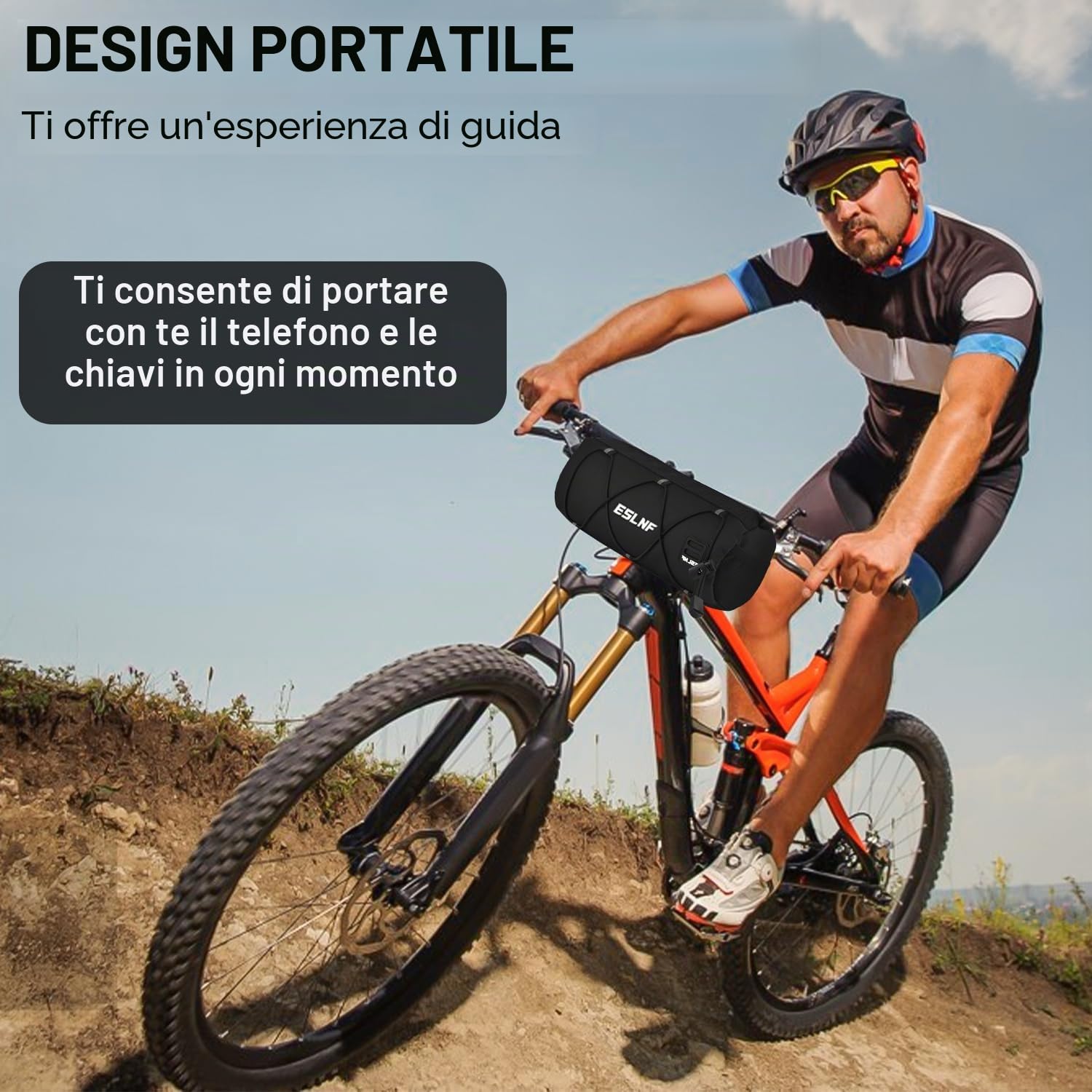 Borsa da Manubrio per Bicicletta, Borsa Manubrio Bici 2,4 L Impermeabile con Tracolla, un accessorio da ciclismo Professionale per Bici da Strada, da Città e Mountain Bike(Nero)