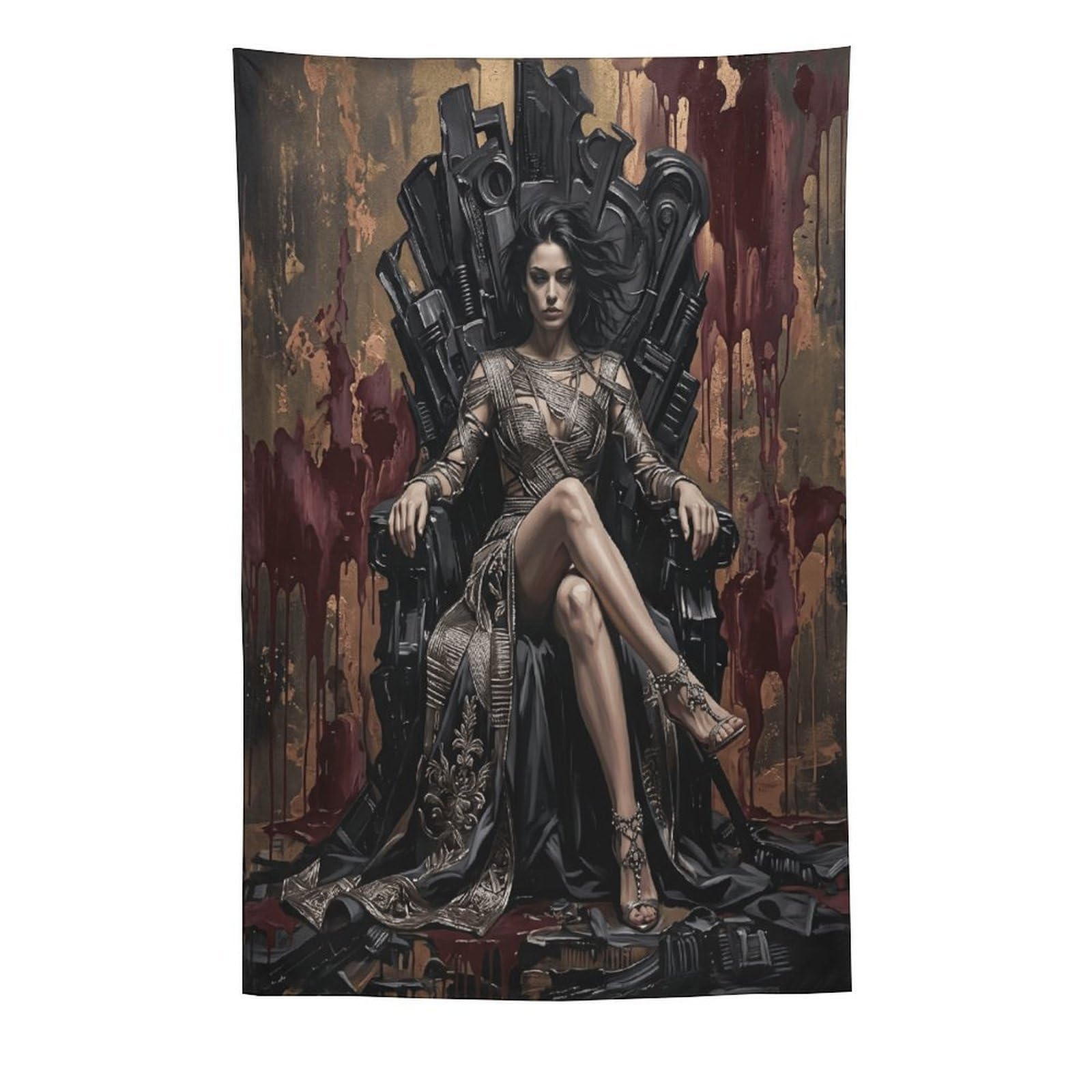 W7C8U2X3 Dark Queen Industrial Throne Wall Tapestry, Oil Painting, Bedroom