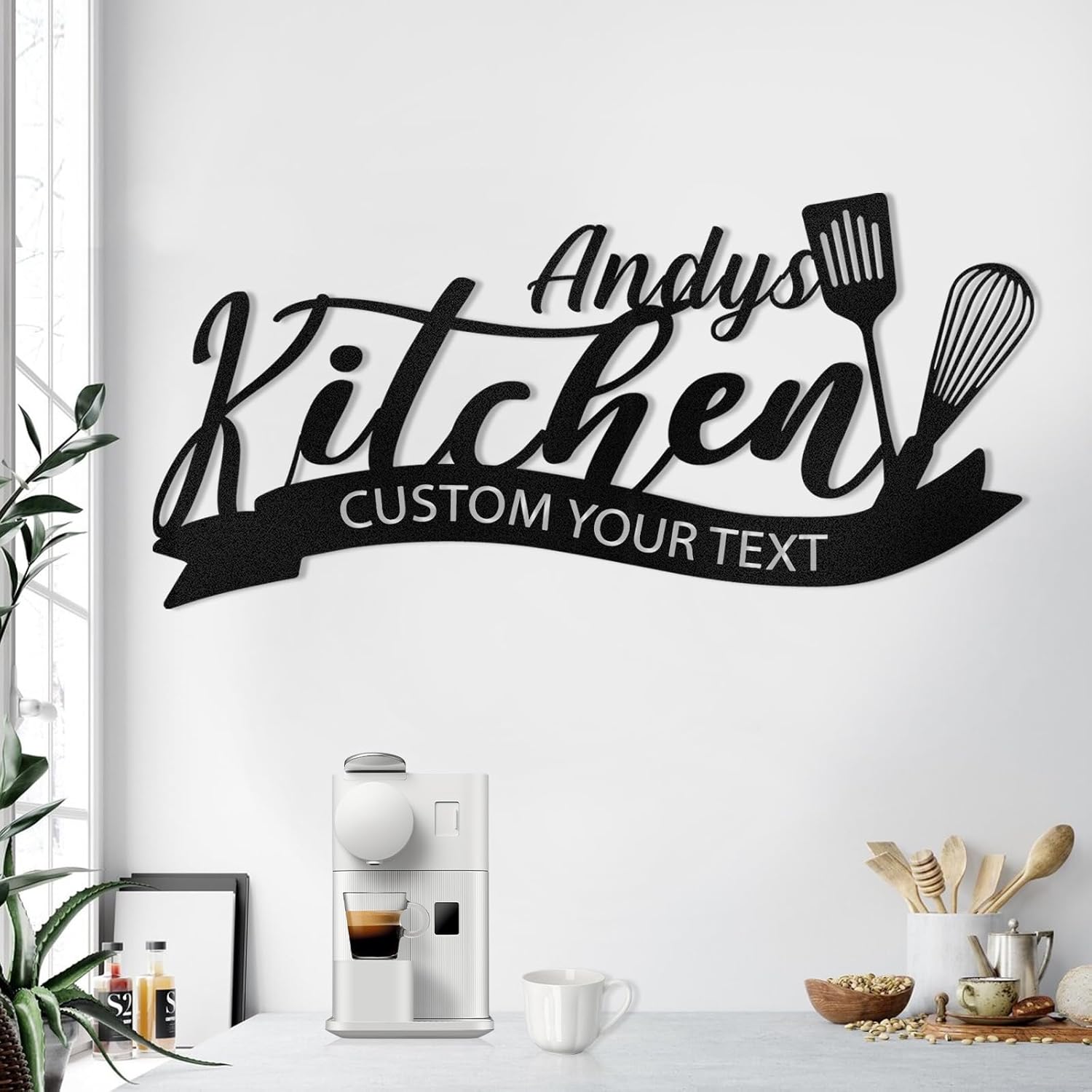 Letrero de cocina personalizado, letrero de nombre de metal personalizado, arte de pared de cocina de metal, decoración de casa de campo, decoración