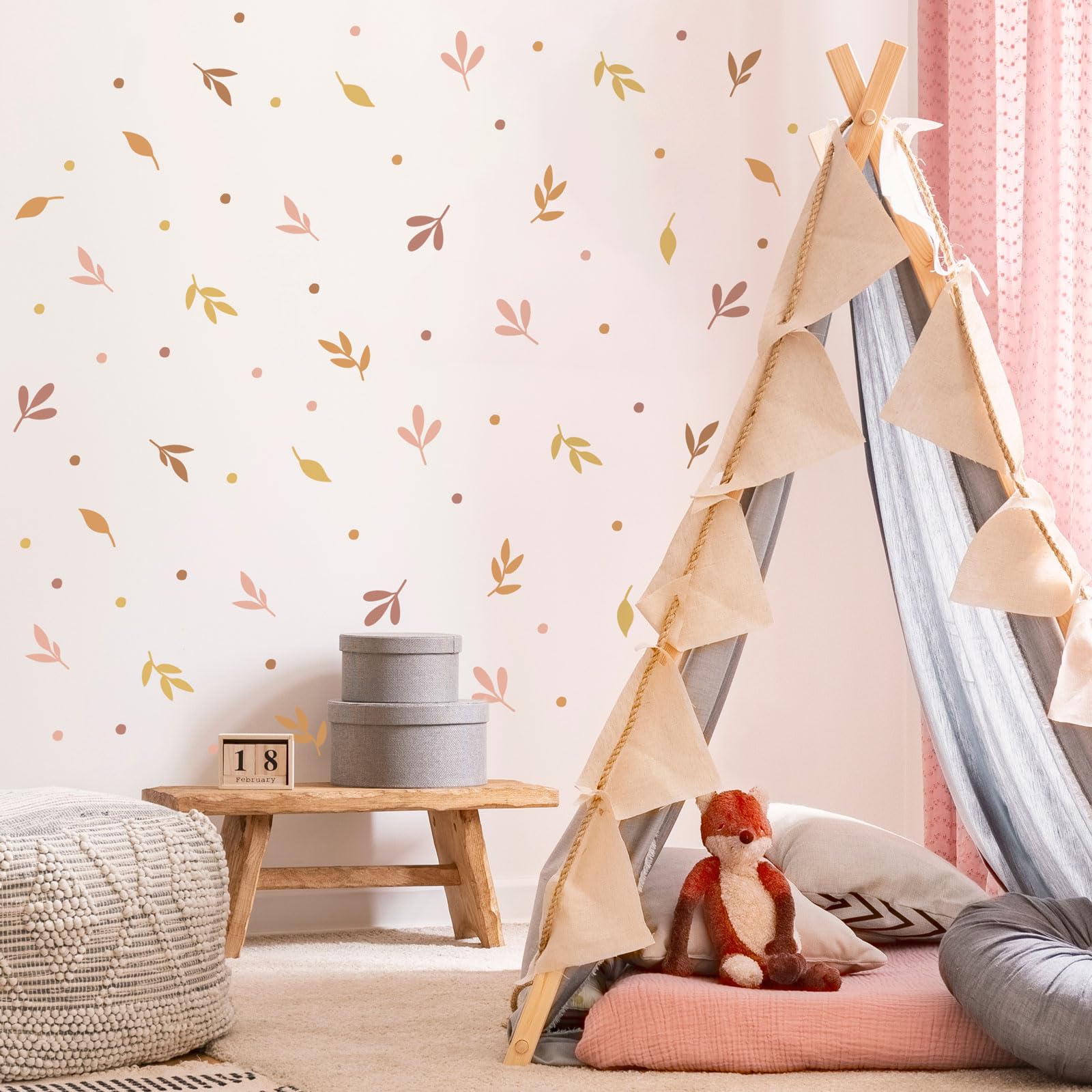 Stickerscape Leaf Wall Stickers (Orange Leaves) | Nursery Wall Stickers, Flower Wall Stickers, Childs Bedroom Decor, Leaves Wall Stickers | Easy to Apply, Cleanly Removable