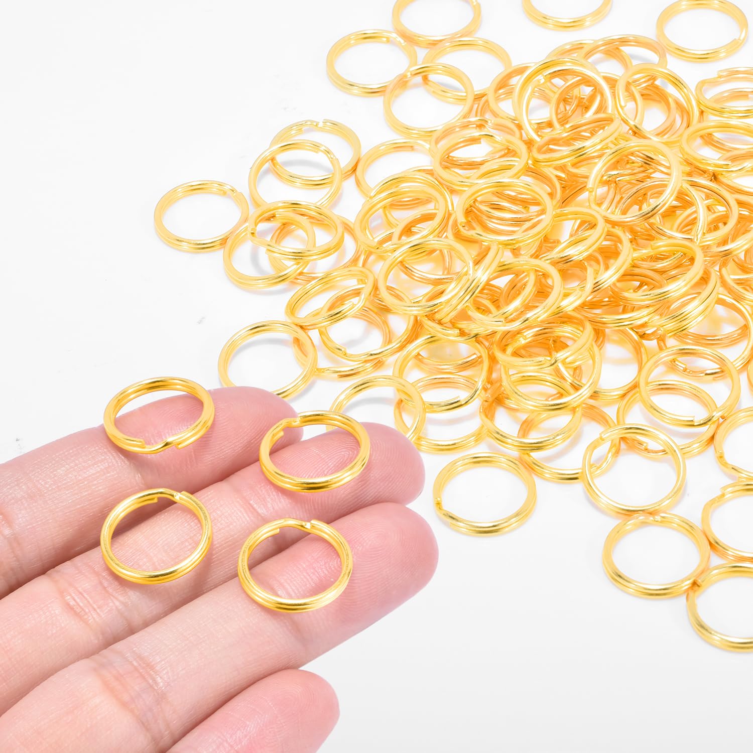 Photo 1 of 100pcs 5/8" Small Split Ring for Keychains, Double Loops Split Jump Rings Jewelry Making Metal Small Key Ring for Pet Collar Tag, Luggage Tag DIY Craft