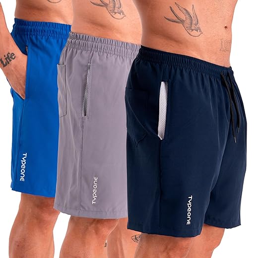 Kit 3 Bermuda Esportiva Masculina Tactel Com Elastano Shorts Com Bolso Anti Areia